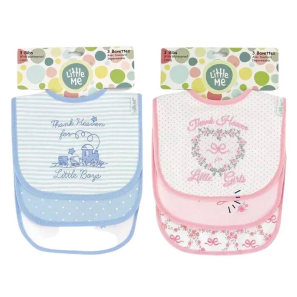 Thank Heaven for Little Girls and Little Boys Bibs - 3-Piece Sets